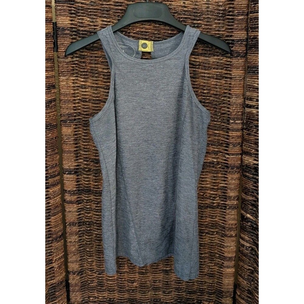 Oiselle O' Snap Tank Top Sz 6 Gray Keyhole Racerback Running Workout Yoga Bird